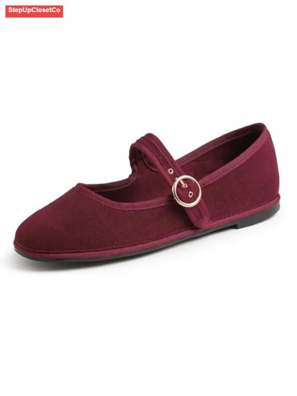 Women's Mary Jane Memory Foam Flats Round Toe Metal Buckle Cushioned Comfort
